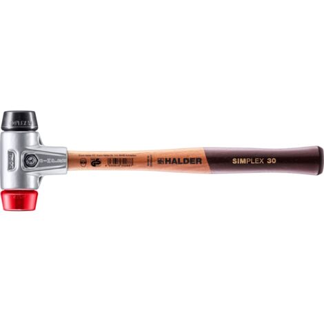 HALDER SIMPLEX Schonhammer Ø 30 mm Gummi schwarz / Plastik rot mit Aluminiumgehäuse (1/5)