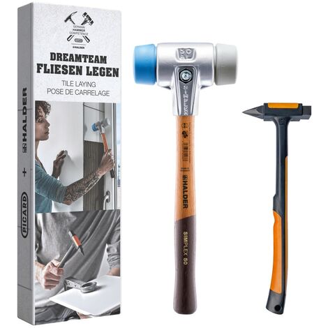 HALDER Aktionsbox Dreamteam Fliesenleger Schonhammer D40mm + Fliesenlegehammer (1/5)