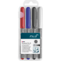 Pica 4 x Permanent Pen Set 1,0mm Rot Blau Schwarz Weiß
