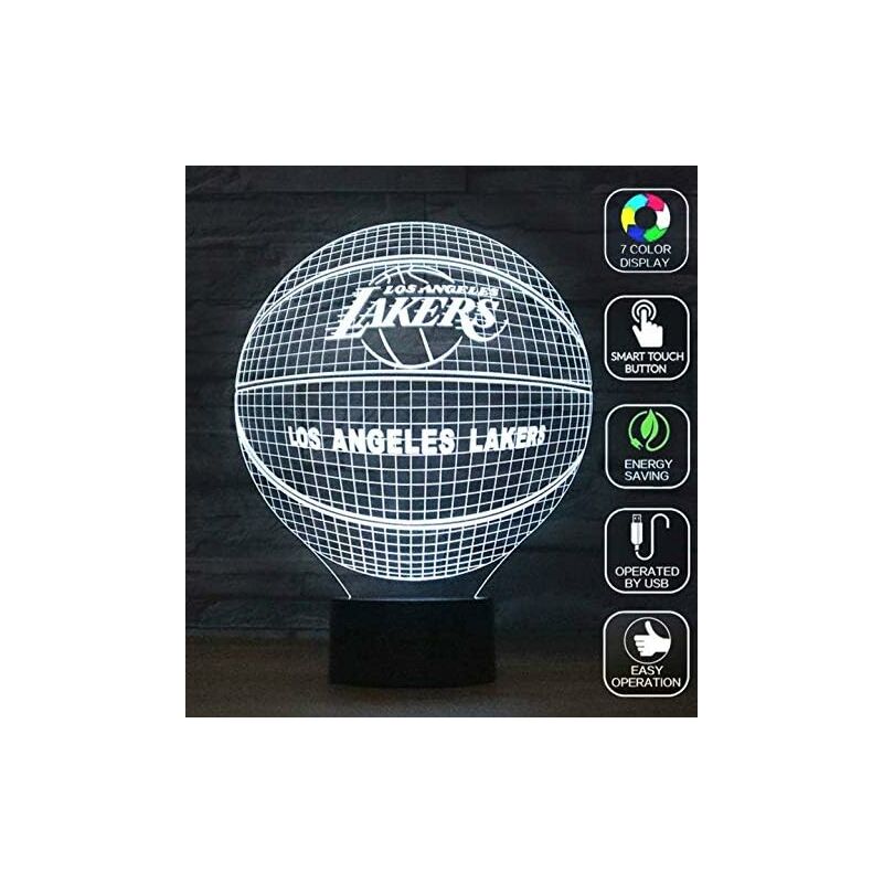 Ilusión óptica 3D Luz nocturna Los Angeles Lakers Baloncesto Decoración Juguete Lámpara Teléfono Control remoto Lámpara de mesa