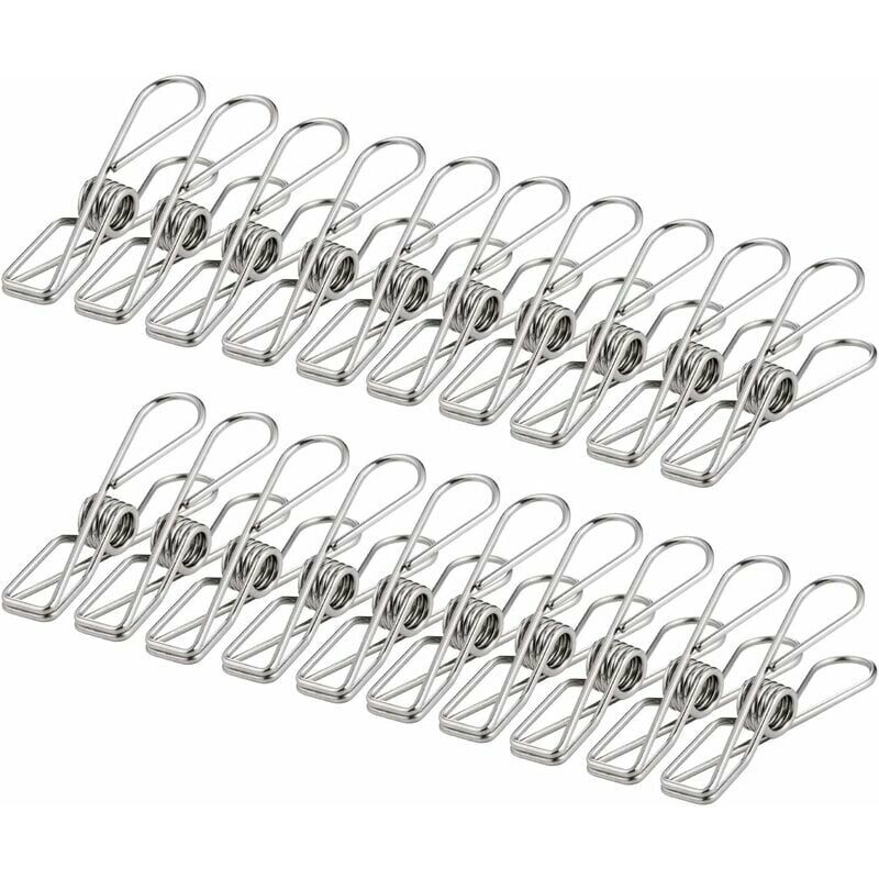 100 piezas de pinzas para ropa de acero inoxidable, pinzas irrompibles de 60mm, pinzas resistentes que no se oxidan (6cm)