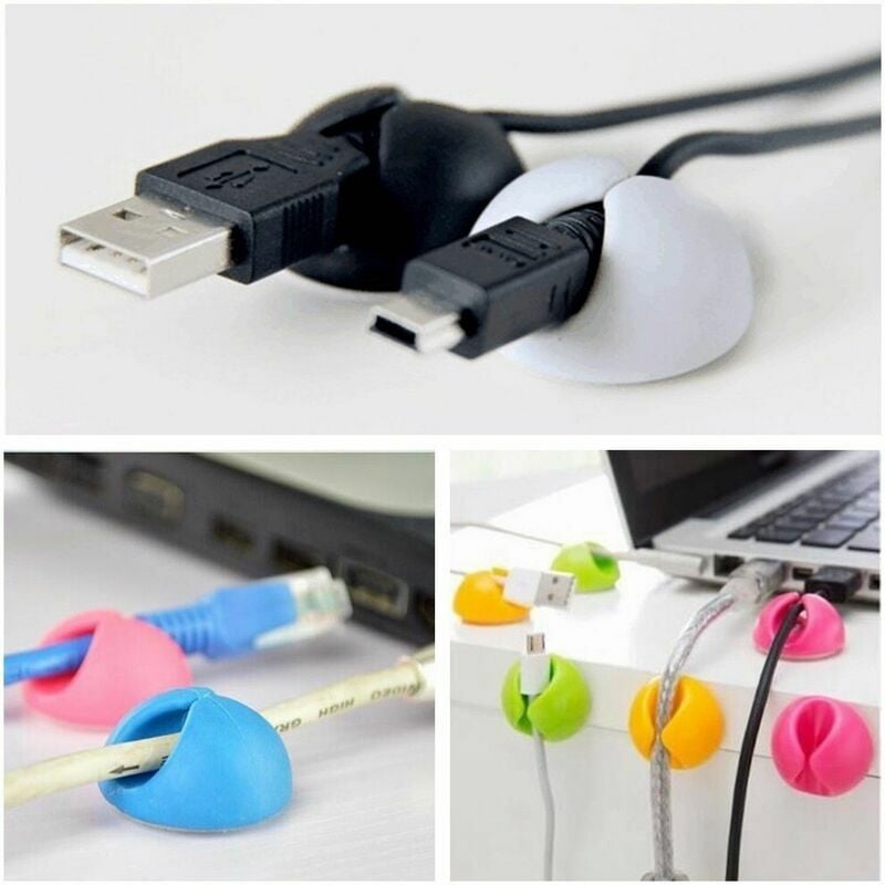 12 Uds. De Clips de caída de Cable de Cable multifuncional, organizador de soporte de cargador USB con alambre de escritorio adhesivo Sasicare ordenado