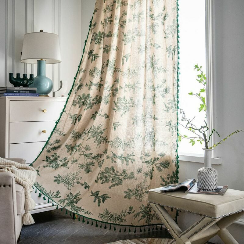 cortina bohemia verde piña 150*200cm (ancho x alto)