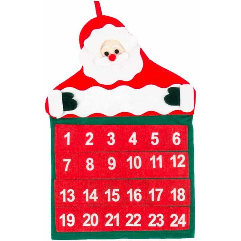 Calendario de Adviento Bolsa de árbol Calendario de Adviento de fieltro Calendario de Adviento de tela Cuenta regresiva de 24 días Calendario de Navidad Adecuado para colgar en la pared en anticipació