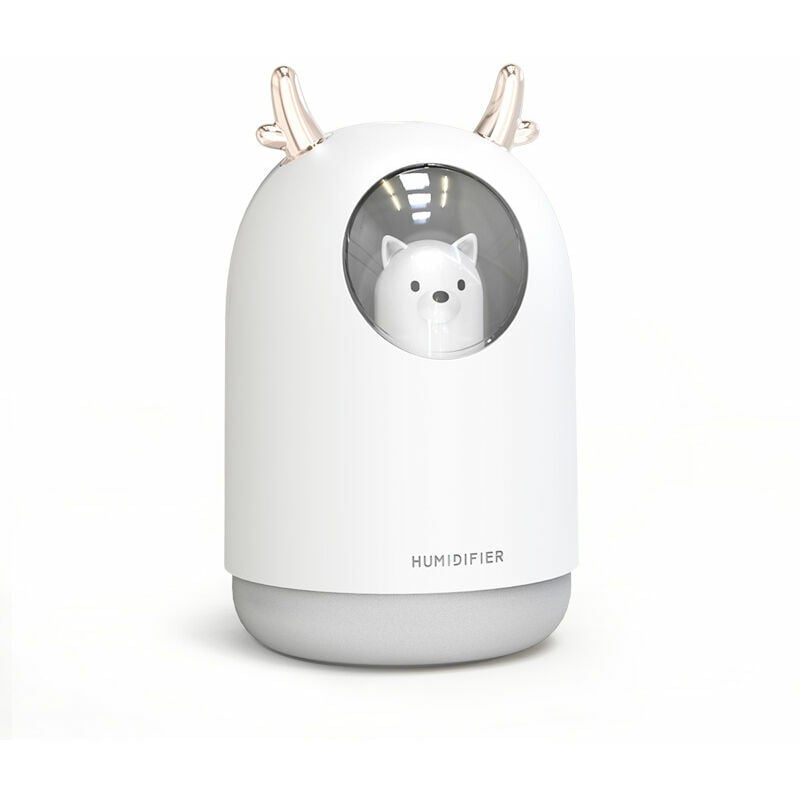 Humidificador de aire USB portátil Humidificador de aire silencioso para el hogar del bebé con apagado automático y función de luz nocturna para el dormitorio del bebé Coche de la oficina Blanco