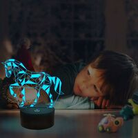 16 colores cambiantes caballo lámpara 3D con ilusión LED luz nocturna con mando a distancia Regalos de caballo para niños y niñas 
