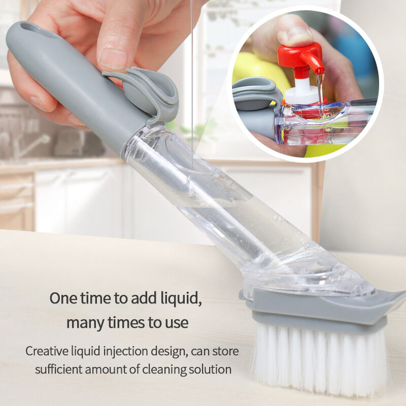 Dish Brush With Soap Dispenser , Silicone Dish Scrubber With Stainless  Steel Handle Upgrade Leakproof, Kitchen Brush 4 Multipurpose Replacement  Head