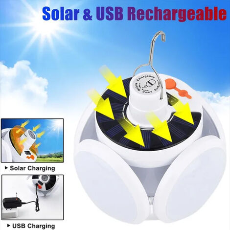 Lampe LED Portable Rechargeable Solaire/USB Multifonctionnelle