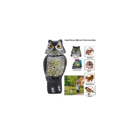 38cm Bird Scarers for Gardens, Owl Decoy with Rotating Head, Realistic