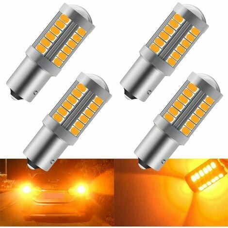 4PCS Amber 1156 BAU15S PY21W 5630 33SMD Car LED Bulbs 900LM Super Bright  Front and Rear