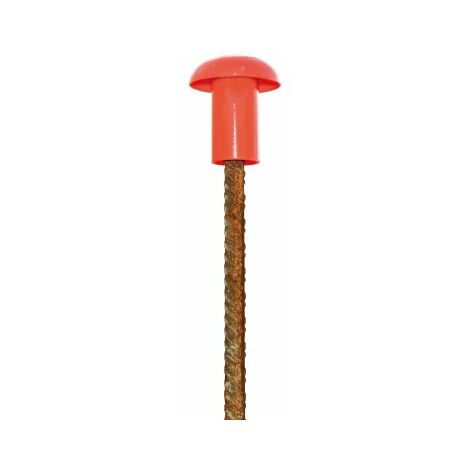 Taliaplast – Lot de 25 embouts de sécurité fer à béton rouge fluo – Ø 8 à 20 mm – Polyéthylène HD BP – Protection contre perforation