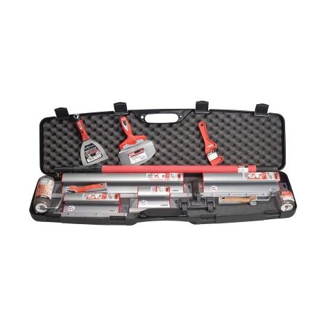 Ocai – Mallette de plaquiste 12 pièces – 3 couteaux de 20/40/60 cm – 2 rouleaux à enduire 80/180 mm – Adaptateur et perche réglable