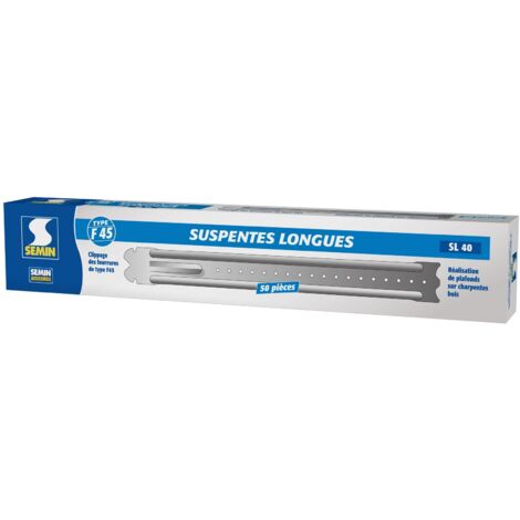 Semin – Suspentes longues SL 40 400 mm F45 – Acier galvanisé 75/100 – Pour faux plafonds – Boite de 50 unités