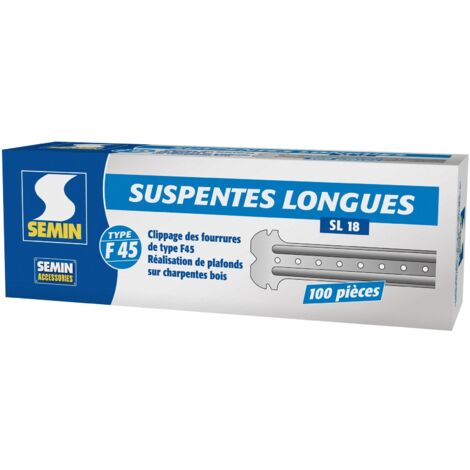 Semin – Suspentes longues SL 18 170 mm type F45 – Acier galvanisé – Boîte de 100 pièces pour plafonds suspendus