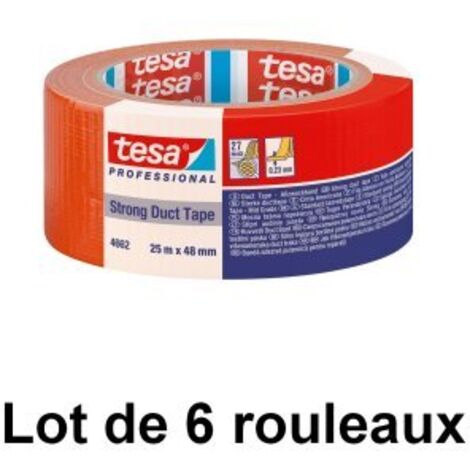 Toile orange spéciale façadiers, 48 mm x 25 m - tesa® 4662 - Lot de 6 rouleaux
