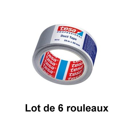 Toile américaine économique grise, 50 mm x 25 m - tesa® 4610 - Lot de 6 rouleaux