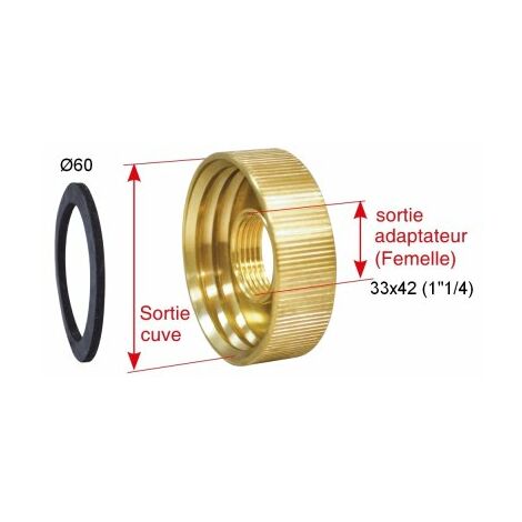 ADAPTATEUR DE CUVE 1000L RACCORD Ø60 FEMELLE 20X27