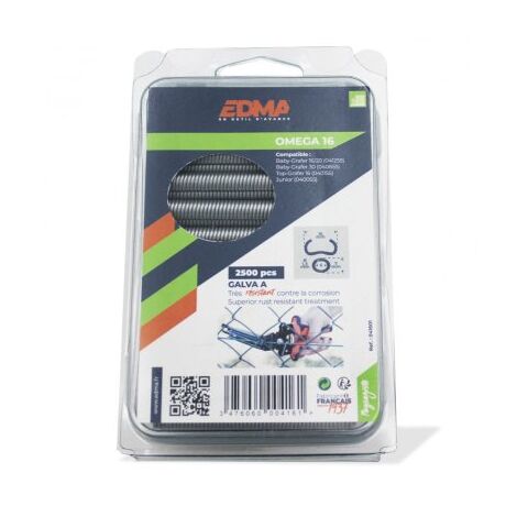 Agrafes pour grillage 16 galva A x 2500 – Compatible agrafeuses EDMA – Pour fixation durable et précise – Norme 1024-2/250