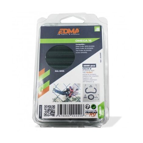Agrafes OMEGA 16 galva plastifié vert x 2500 EDMA