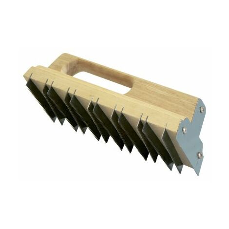 Taliaplast – Chemin de fer plat à dents 40 mm – 12 lames dentées – Pour aplanir enduits et pierres tendres – Monture en bois