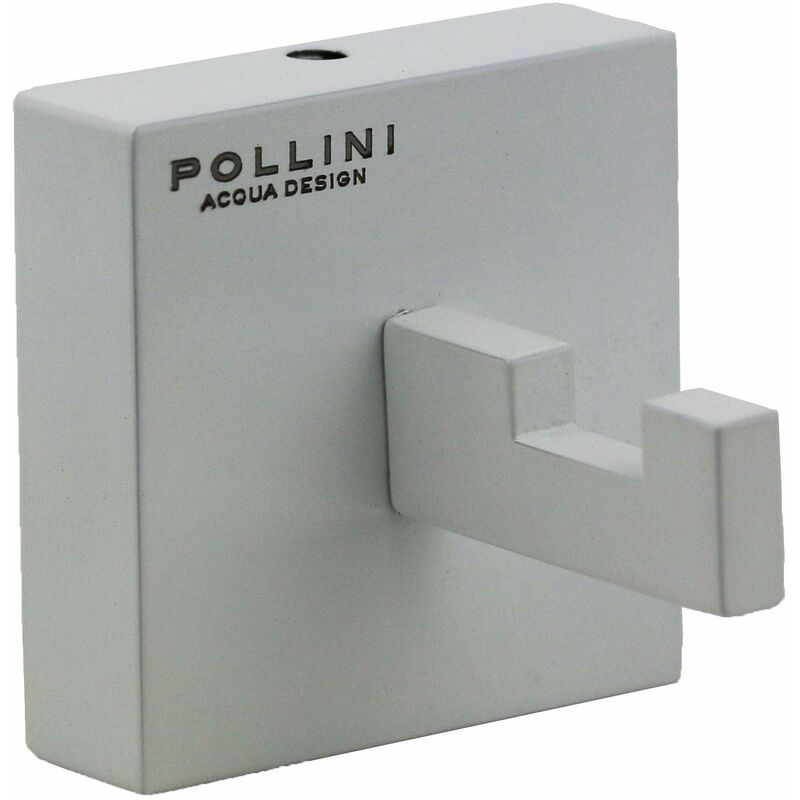Porta accappatoio in ottone con installazione a parete Pollini Acqua Design  Cube P1007 Bianco opaco