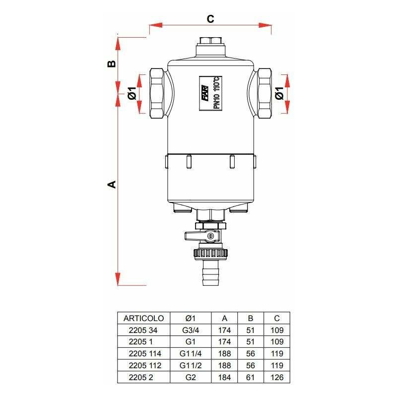 Defangatore per impianti termici con magneti Far Rubinetterie 2205 3/4