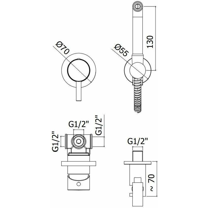 Paffoni Bidet Kit - Set miscelatore monocomando ad incasso con doccetta  bidet, color oro satinato ZDUP110HGSP