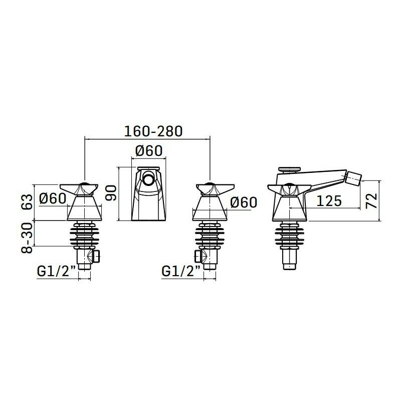 Miscelatore batteria bidet 3 fori con piletta di scarico 11/4 Mamoli Gio  Ponti 551000000051 Cromo