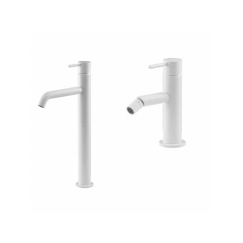 Set miscelatore lavabo a parete, miscelatore bidet e kit doccia in colore  acciaio spazzolato Gattoni Easy