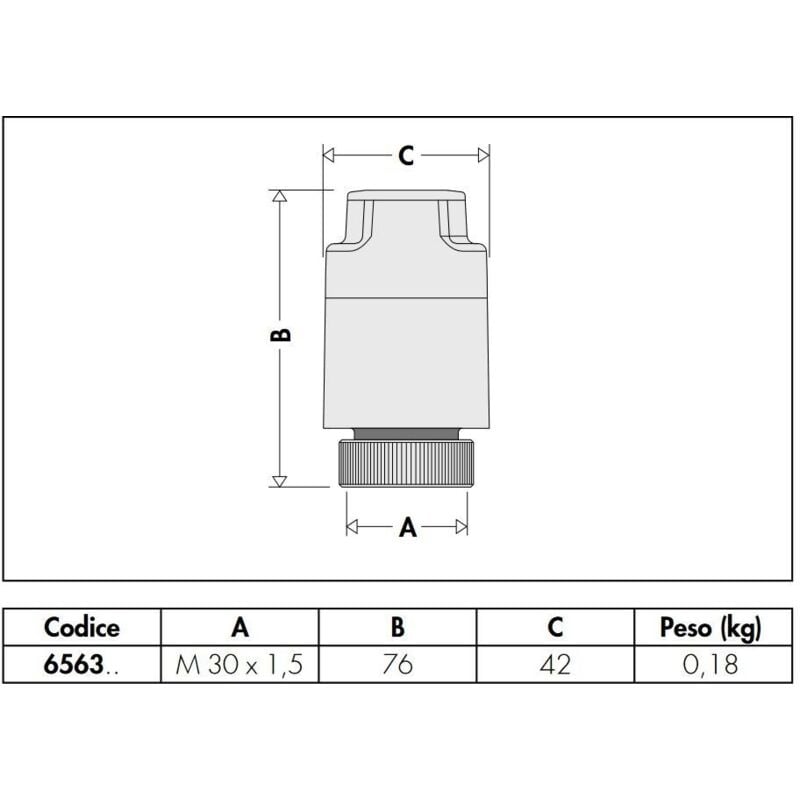 Comando elettrotermico senza microinterruttore ausiliario Caleffi  656202-656204 24V