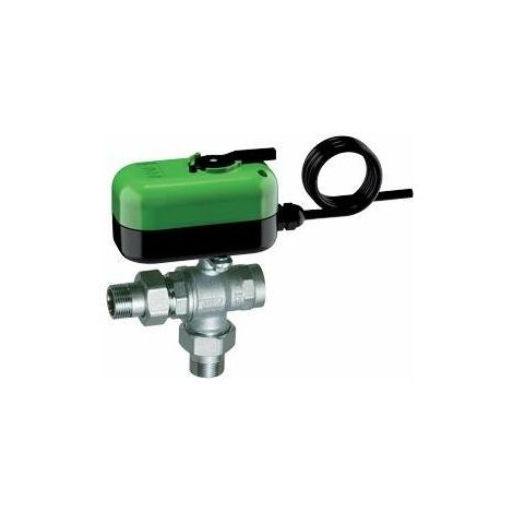 Valvola di zona deviatrice a 3 vie cromata a sfera completa di servocomando elettrico FAR 3005  230V - 1/2"