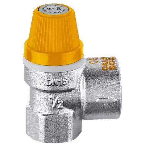 Valvola di sicurezza per impianti solari. Misura ø1/2"F x 3/4"F 8bar 253048
