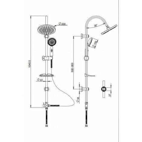 Colonna doccia con soffione Ø 200 mm Piralla Elba 0HR00846E16  Cromo