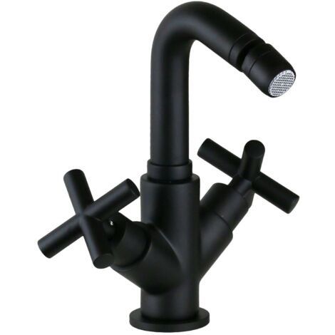 Rubinetto Bagno Nero Opaco A Cascata Con Scarico Pop-Up - Monoforo O Triforo, 2 Maniglie, Girevole 360°, In Acciaio Inox SUS304