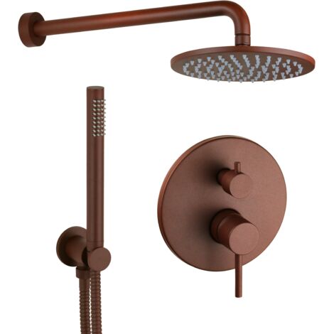 KTC Tec Colonna D'Acqua Effetto Ruggine Marrone | Rubinetti Da Giardino In Acciaio Con Kit Montaggio Completo | Modello TSRS 710