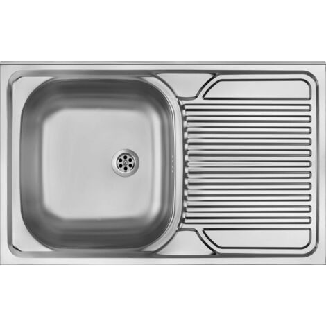Lavello cucina in acciaio singola vasca con gocciolatoio a destra Deante Tango ZM5011P Acciaio Spazzolato (1/4)