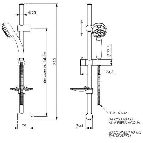 SALISCENDI DOCCIA GROHE COMFORT 3 GETTI CROMO INTERASSE VARIABILE