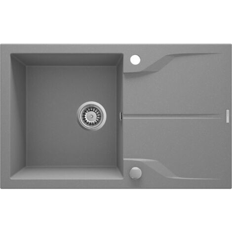 Lavello Fregadero De Granito – 78 X 49.6 Cm, Color Arena, Con Escurridor Reversible, Resistente A Arañazos Y Desagüe Oculto