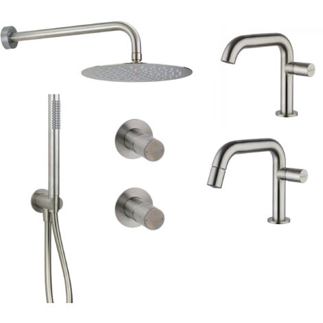Set Miscelatore Per Shampoo In Lega Di Zinco – Rubinetto Doccia Con Connettore G1/2, Tubi Flessibili In Acciaio Da 80 Cm, Staffa E Beccuccio, Per Saloni E Camper