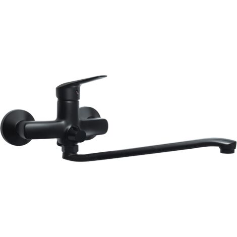 Miscelatore lavello a muro con deviatore e canna lunga 40 cm Deante BORO BMON56M  Nero opaco (1/5)