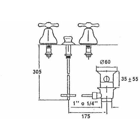 Rubinetto per bidet a 3 fori in stile tradizionale Resp Old America 171