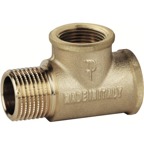 Raccordo in ottone a TEE maschio femmina femmina FP Pattaroni F143 1"Mx1"Fx1"F