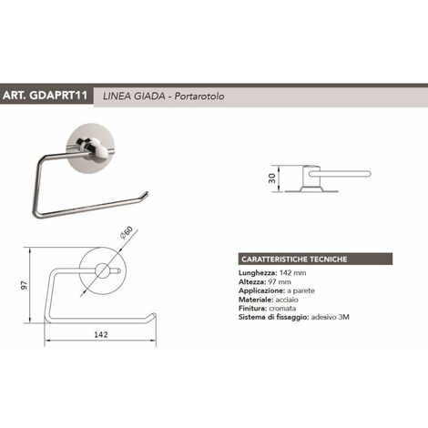 Porta rotolo in acciaio inox fissaggio adesivo Tecom GDAPRT11