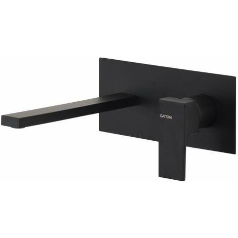 Miscelatore lavabo a parete con placca nero opaco Gattoni SQUARE 2540/25NO Nero opaco (1/2)