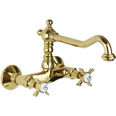 Rubinetto colore oro per cucina installazione parete Gattoni London 1706117D0 Oro