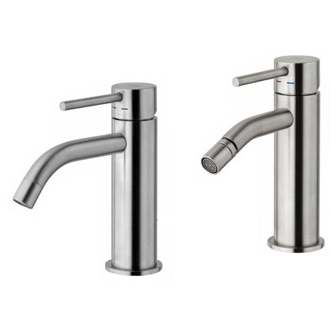 Set miscelatori lavabo e bidet cromati serie Kubo scarico incluso