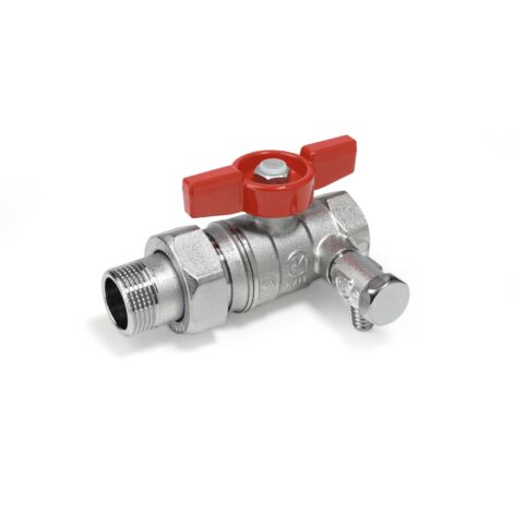 Valvola a sfera con scarico attacchi F-M maniglia a farfalla passaggio standard Giacomini R259DS 1"F x 1 1/4"M