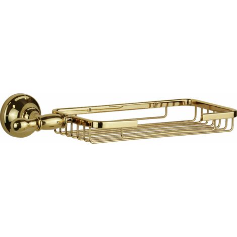 Portaspazzolini Da Parete In Ottone Oro Con 2 Bicchieri In Ceramica Bianca - 3