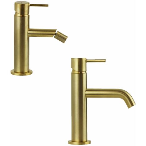 Set miscelatori lavabo e bidet in colore oro spazzolato Gattoni Easy KITEASY1SG | Oro Spazzolato - Oro Spazzolato