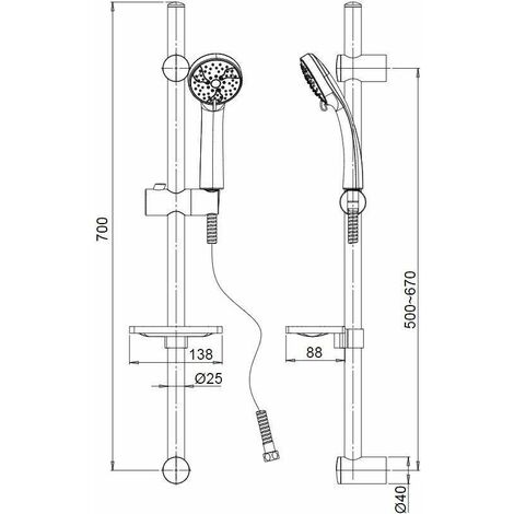 Asta saliscendi doccia con portasapone e doccia a 3 getti Paini Shower Line  50CR124/P1 Cromo